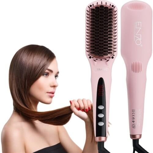 ENZO Professional Hair Straightener icion Hot comb Hair styler Hair comb Smoothing Brush for Hair care Heating comb Wide Plates
