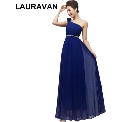 Simple royal blue red hot pink fitted bridesmaid dresses 2020 one shoulder applique chiffon long elegant party dinner dress gown
