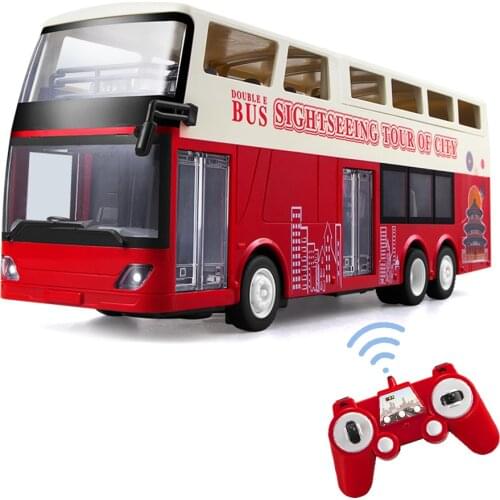 RC Car For Double Decker Bus 2.4G Led Lights Open The Door With One Click Off Control Vehicle Electronic Hobby Toys 2020 New 202
