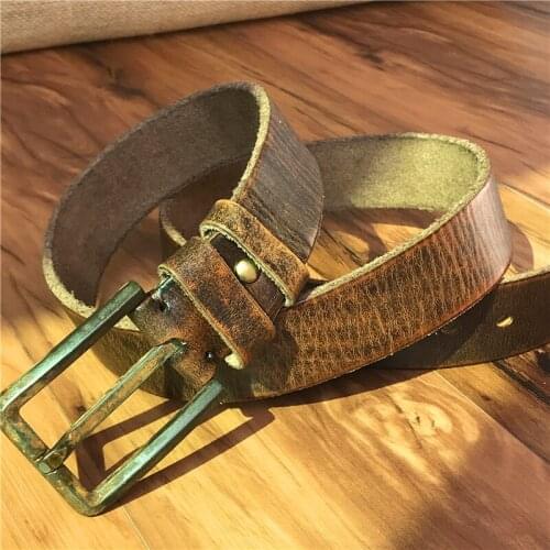 Retro Metal Belt Buckle Thick Genuine Leather Belt Men Ceinture Homme Jeans Vintage Belts For Men Ceinture Homme Cinto MBT0487