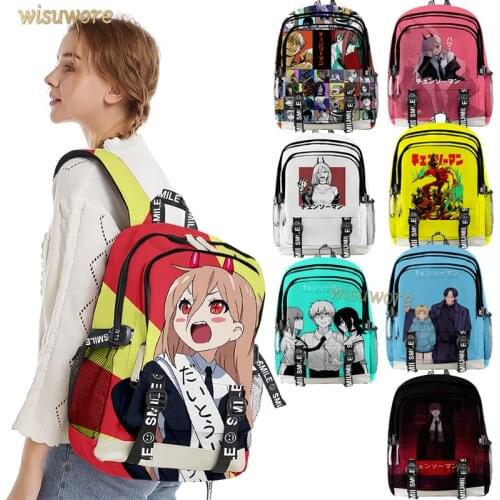 2021 New Anime Backpack Chainsaw Man Power Bag Travel Backpack Middle School Student School Bag Fashion Feminina Notebook Bag
