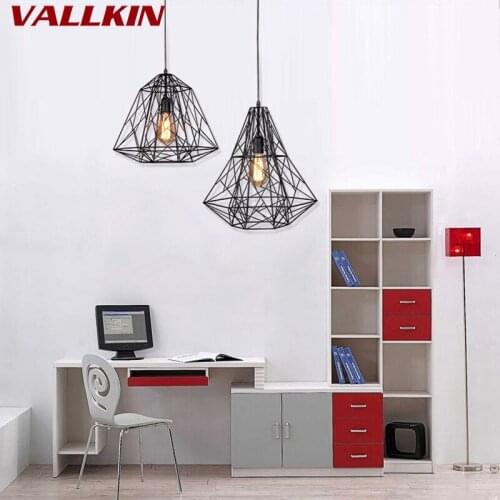 Modern Black Cage Pendant Lights Iron Minimalist Retro Scandinavian Loft Pyramid Lamp Metal Hanging Lamp E27 Indoor Home Lamp