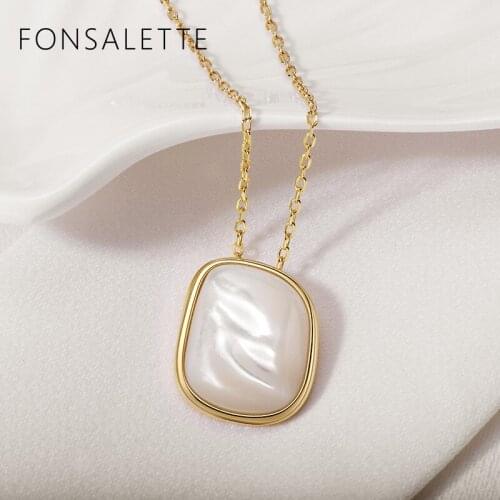Vintage Baroque Pearl Pendant Necklace 925 Sterling Silver Mother of Pearl Irregular Shell Necklaces for Women Fashion Gifts