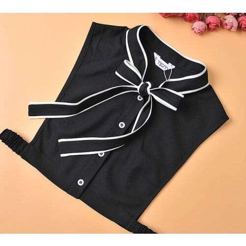 Women Black Fake collar Blouse Butterfly Shirt fake collar OL Office Work