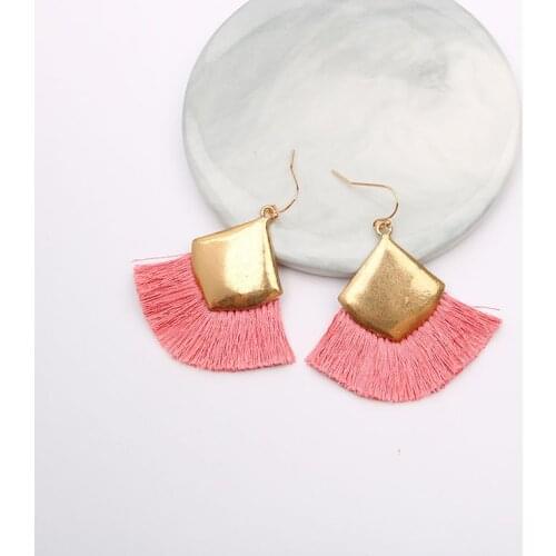 Charm Women Square Fringe Tassel Earrings for Women Hanging Drop Dangle Gold Earrings Bobo Jewelry Aretes De Mujer Brinco 2020