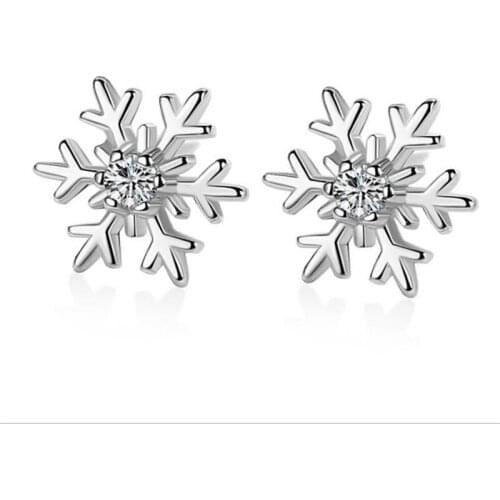 Top Quality Silver Plated Earrings For Women Accessories Trendy Female Snowflake Stud Earrings Lady Party Jewelry Princess