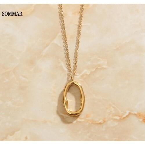 SOMMAR summer style Gold color stainless steel women necklaces pendants ellipse bead necklace Fashion Popular Luxury Jewelry