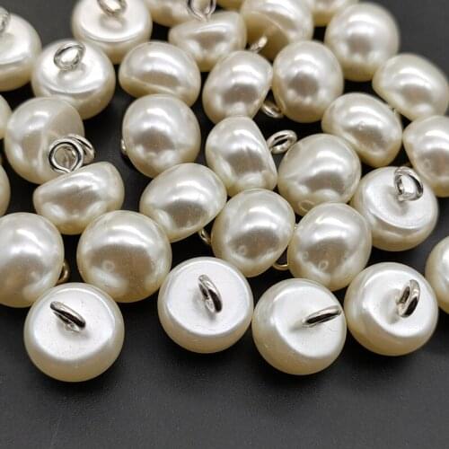 10/12mm ABS Mushroom Ivory ABS Pearl Silvery Gold Shank Button Plasic Cream Pearl For Clothing Coat Decoration