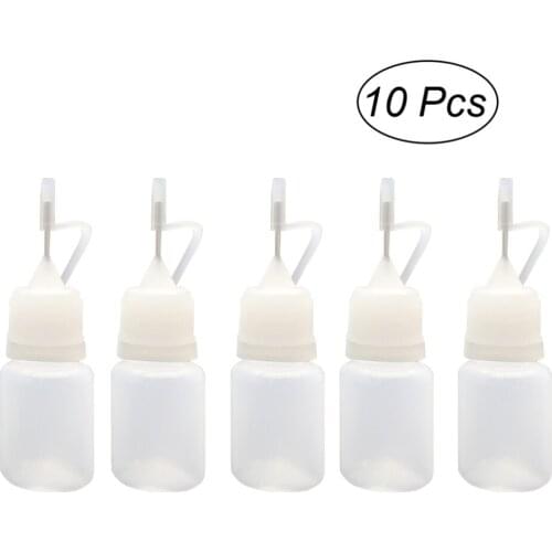 10pcs 5ml/ 0.17 oz Clear Needle Tip Glue Bottles Empty Dropper Bottles Precision Tip Applicator Bottles for Glue E-juice