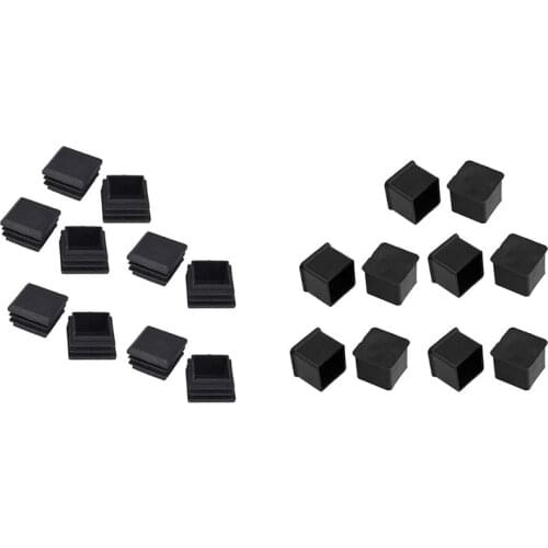 10 Pcs 1inch x 1inch Rubber Foot Covers Black with 10 Pcs Black Square Tube Inserts End Blanking Cap 25mm x 25mm