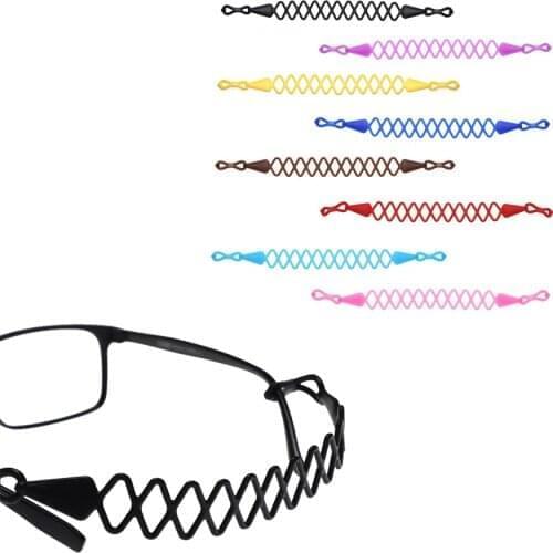 100pcs/Lot Eyeglass Sport 100% Silicone Elastic and Stretchy Grid Plaid Cord with Slider and Stopper Glass Chain