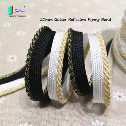 12meter Wholesale 10mm Knitting Mixed Color Glitter Reflective Piping Band DIY Sofa Pillow Curtain Lace Piping Rope Edging Strip