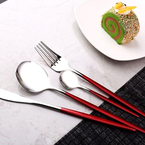 24-30Pcs Set Kitchen Tableware Dinnerware Utensils Dinner Cutlery Lunch Dishes Knife Spoons Fork Complete Stainless Steel Mirror