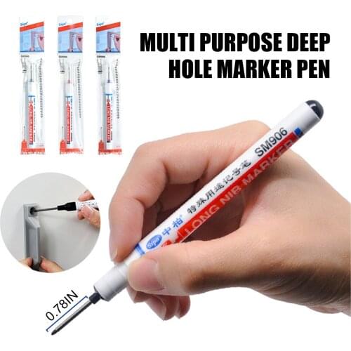 3Pcs/Set Long Heading Markers Pen Red/Black/Blue Ink For Bathroom Woodworking Decoration Multi-purpose Deep Hole Marker Pens