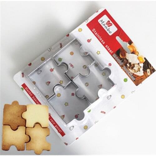 4pcs Popular Cute Puzzle Biscuit Mold Vegetable and Fruit Cutting Mold Stainless Steel Simple DIY Cookie Cutter Not Hurt Hand