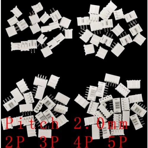 50Pcs/lot JST PH 2.0mm Pitch 2P 3P 4P5Pin Male Plug & Female Socket Plastic Housing Shell PCB Terminal Wire Cable Connector