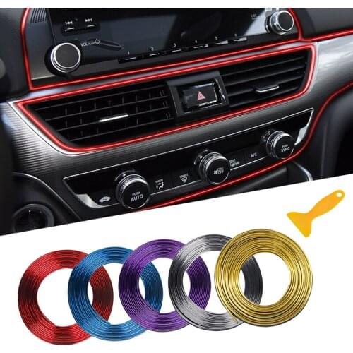 Car Styling 5M/pcs Universal DIY Flexible Interior Decoration Moulding Trim Strips Car Central Control and Door Decoration Strip