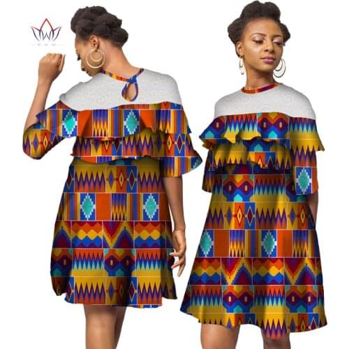 Bintarealwax Africa Dresses For Women Dresses Dashiki Plus Size Africa Style Clothing for Women Wax Print Office Dress WY3890