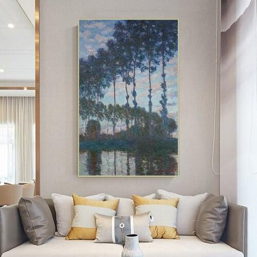 Citon Claude Monet《Poplars on the banks of the Epte, dusk》Canvas Oil Painting landscape Art Picture Wall Decor Home Decoration