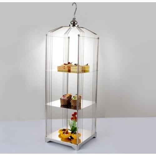 Stainless steel bird cage dessert table decoration display creative buffet cold meal frame cake snack rack