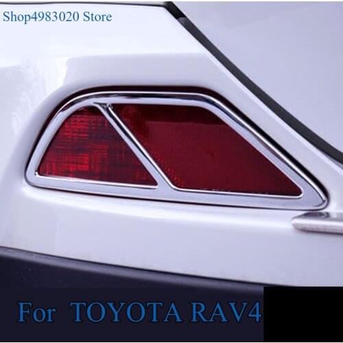 FOR Toyota RAV4 2016 2017 2018 ABS Chrome Rear Tail Fog Lamp Light Cap Mask Sticker Accessories Moulding Cover 2Pcs