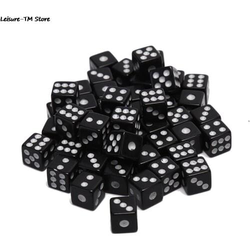 50 PC Dices 8mm Plastic White Gaming Dice Standard Six Sided Decider Birthday Parties Board Game