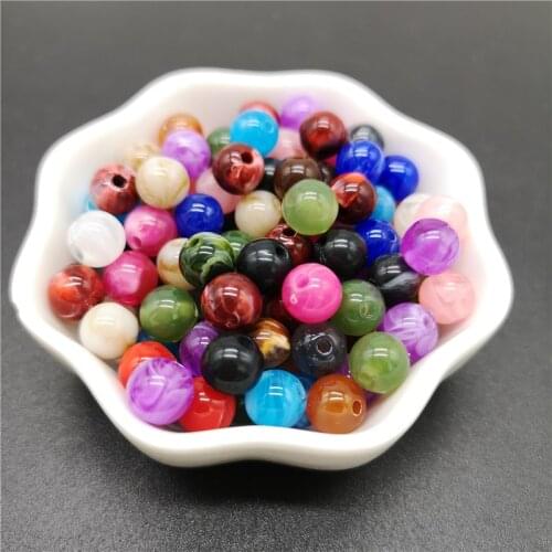 6 8 10 mm Color Mixing Imitation Natural Stone Round Acrylic Beads Clouds Effect Beads For Jewelry Makeing Bracelet necklace DIY