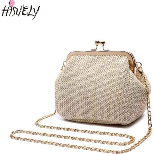 New imitation straw wrap mini shell clip bag tide single shoulder oblique satchel bag student bag hand bags women 2021