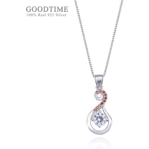 Trendy Women Pure 925 Sterling Silver Necklaces Water Drop Zircon Pendant Necklaces Chain Jewelry Accessory Gift For Girl