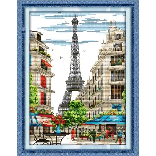Joy sunday streetscape landscape Cross Stitch kit Needlework set Canvas printed Small size cotton thread embroidery DIY handmade