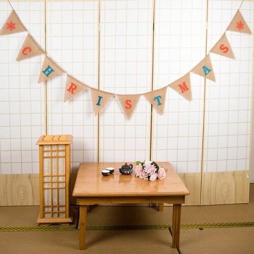 Natural Jute Burlap Pennants Diy Crafts Christmas Wedding Party Decorations Hanging Flags Festive events Party Holiday Supplies