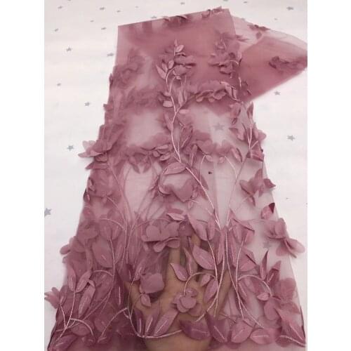 Latest 3D Flowers Lace Fabric French Tulle Lace Fabric High Quality African Tulle Lace Fabric for Wedding Party Dress VXZ4990