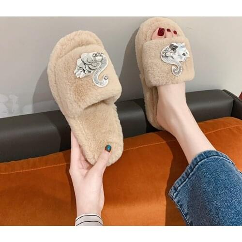 2021 spring new couple home floor cotton slippers home non-slip fur slippers ladies plus size slippers