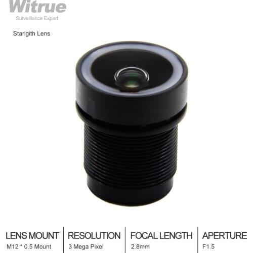 Witrue Starlight CCTV Lens 3MP 2.8mm Aperture F1.5 lenses For SONY IMX290/291/307/327 Low Light CCTV AHD IP Camera