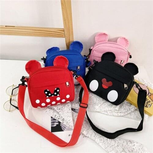 Disney cartoon Minnie Mickey children boys and girls canvas casual womens shoulder bag diagonal bag student school bag