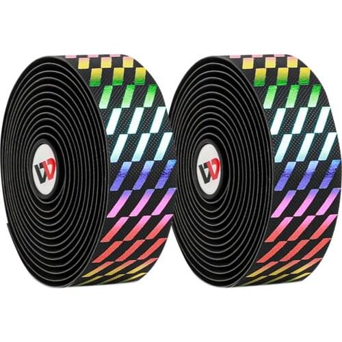2Pcs Bicycle Handlebar Straps Cool Multicolor Rhombus Soft Breathable Wrapping Tape with Back Glue for Riding