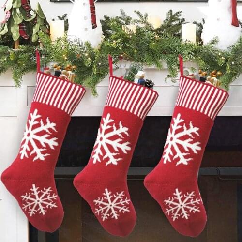 Christmas Stocking Stripe Snowman Knitted Socks Hanging Pendants Souvenir Bags Christmas Decorations Gifts Holders
