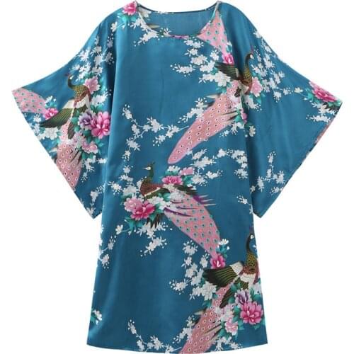 Printed Nightgown Women Short Nightdress Lounge O-Neck Folar Sleepwear 2021 Summer New Satin Nightdress Mini Rayon Nightwear