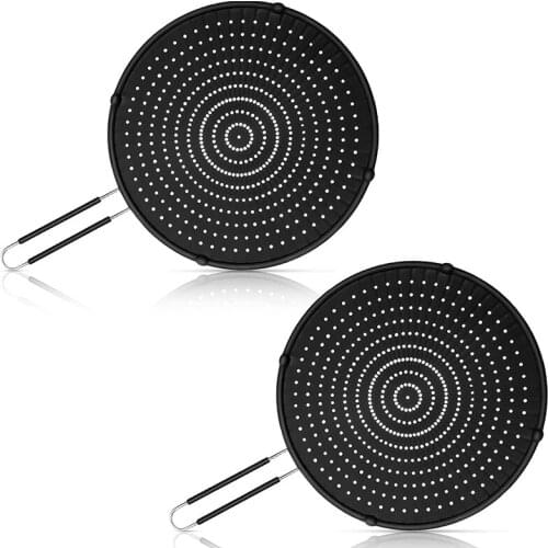 Silicone Splatter Screen Pan Cover Splatter Guard Heat Resistant Oil Splash Guard Cooling Mat Drain Board Strainer