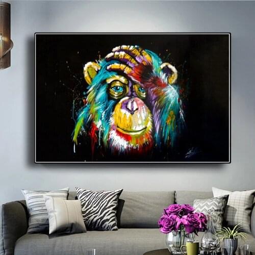 Street Graffiti Art Monkey Canvas Painting Colorful Animal Posters and Prints Wall Pictures Modern Living Room Home Decoration