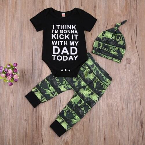 Boys Camouflage 3-Piece Jumpsuit Short-Sleeved Letter Printed Triangle Jumpsuit Trousers And Hat Sports Classic Three-Piece Suit