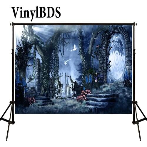 VinylBDS Halloween Backdrop Fairy Tale Backdrop Blue Forest Backdrops Children Photography Backgrounds For Photo Studio