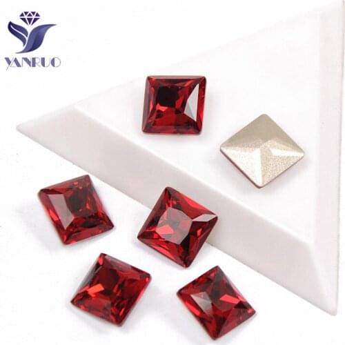 YANRUO 4447 Princess Square Siam K9 Crystal Sewing Crystal In Studs Rhinestones Glitter For Crafts Applique On Clothes