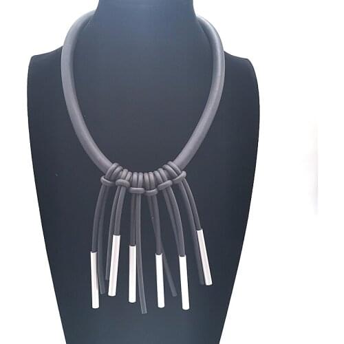 YD&YDBZ Thick Leather Rubber Rope Tassel Necklace For Women Harajuku Gothic Pendant Night Party Necklaces Wholesale Choker Chain