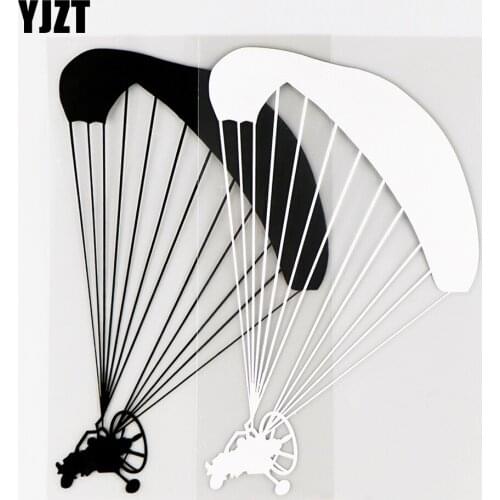 YJZT 9.3×15.5CM Personalized Car Sticker Paraglider Vinyl Decal Body Cool Decoration Black / Silver 10A-0473
