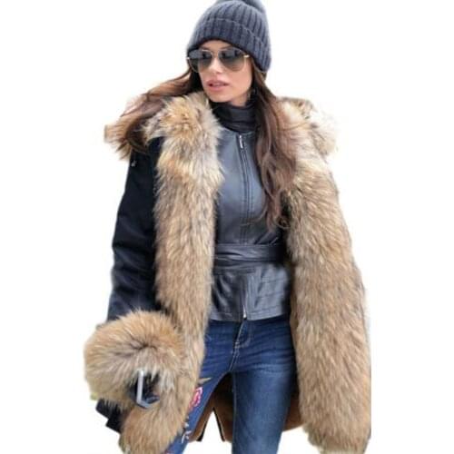 2021 Long Parka Real Fur Coat Winter Jacket Women Natural Real Fox Fur Coats Outerwear Streetwear Casual Oversize New