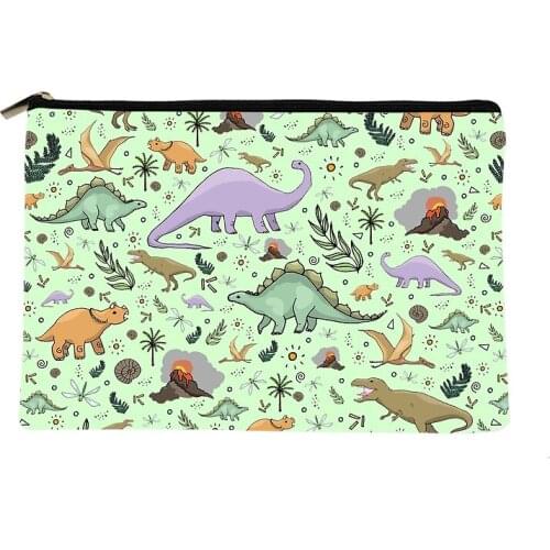 Women Dinosaurs in Green Printed Make up bag Fashion Women Cosmetics Organizer Bag for Travel Colorful Storage Bag for Lady Bag