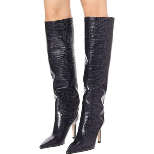 Big size 34-43 New brand women boots pointed toe stiletto high heels boots sexy knee high boots woman shoes high heels sexy