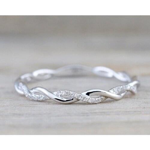 MENGYI Simple Womens Twisting Line White Gold/Rose Gold Ring Girl Daily 9 2 5 Jewelry Overlapping Design Gift Wholesale