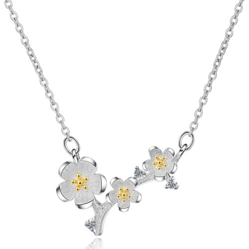LUKENI Cute Girl Flower Pendant Necklace Jewelry Fashion 925 Sterling Silver Necklace For Women CZ Accessories Charm Lady Gift